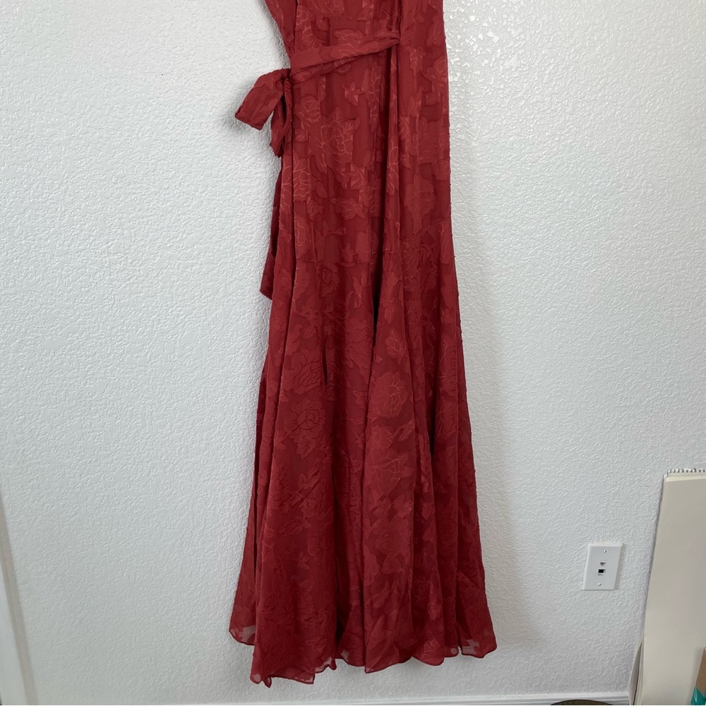 Elegant Rust Wrap Dress - Picture 10 of 10